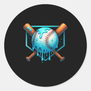 Baseball-Tropfen für Boys Ice Cream Driving Youth  Runder Aufkleber