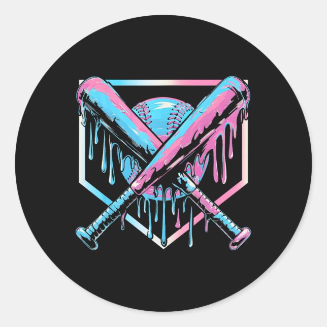 Baseball Tropfen für Boys Ice Cream mit Sprinkles  Runder Aufkleber (Vorderseite)