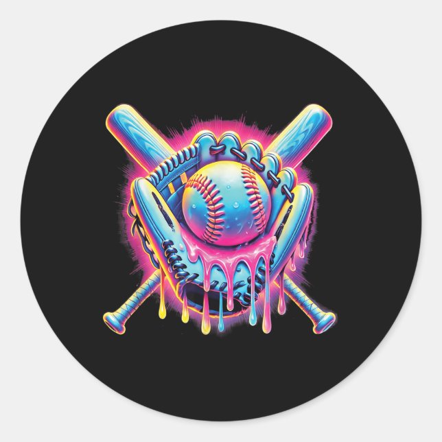 Baseball-Tropfen für Boys Ice Cream Tropfen Jugend Runder Aufkleber (Vorderseite)