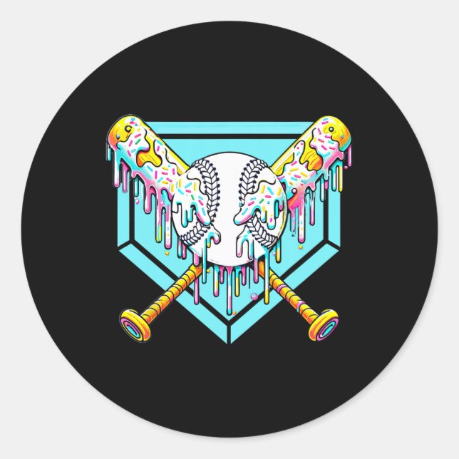 Baseball-Tropfen für Boys Ice Cream Tropfen Jugend Runder Aufkleber (Vorderseite)