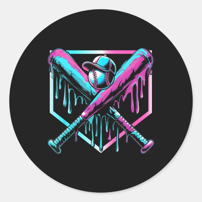 Baseball-Tropfen für Boys Ice Cream Tropfen Jugend Runder Aufkleber (Vorderseite)