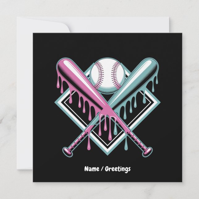 Baseball Tropfen für Boys Ice Creme Bat - Coole Ju Einladung (Vorderseite)