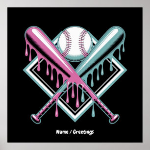 Baseball Tropfen für Boys Ice Creme Bat - Coole Ju Poster