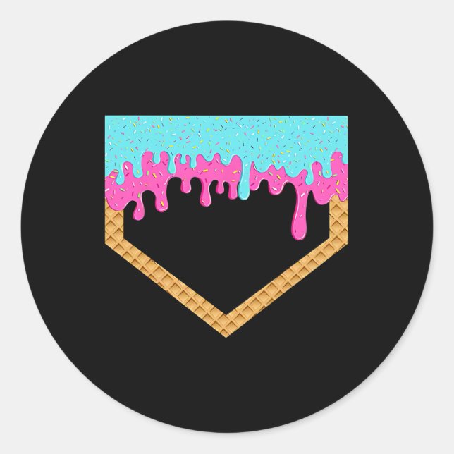 Baseball-Tropfen für Boys Ice Creme Tropfen Jugend Runder Aufkleber (Vorderseite)