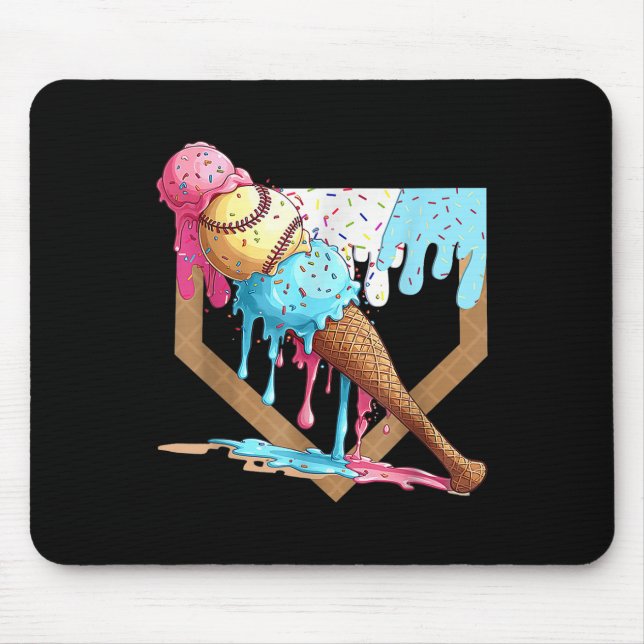 Baseball-Tropfen für Boys Zuhause Plättchen Eiscre Mousepad (Vorne)