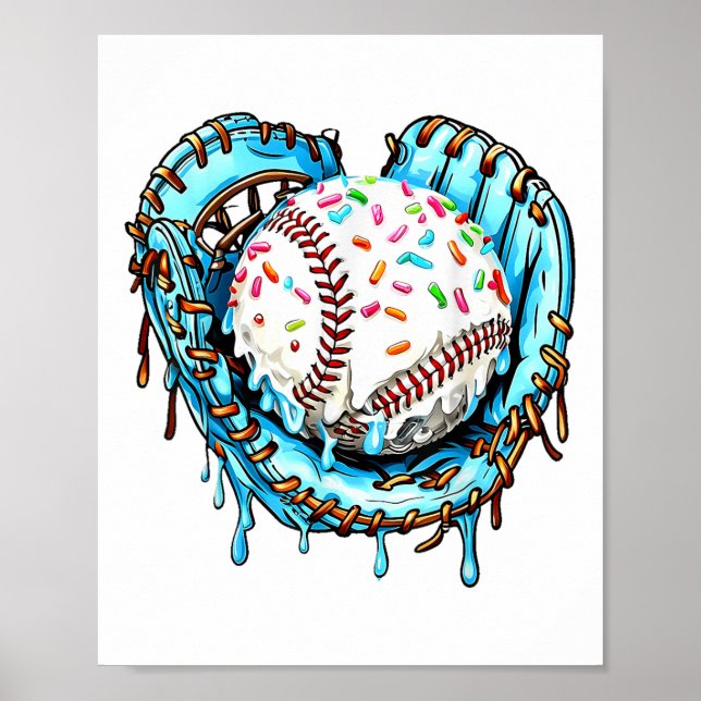 Baseball Tropfen Ice Creme Sprinkles Baseball Hand Poster (Vorne)