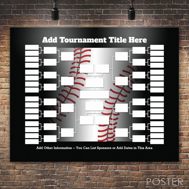 Baseball Turnier-Bracket für 32 Teams Poster (Custom Tournament Bracket)