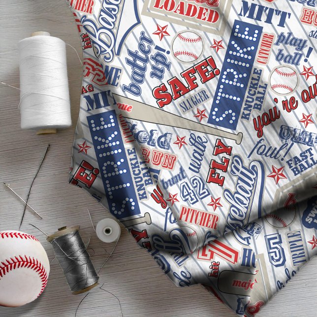 Baseball Typografie Red White Blue Stripes ID770 Stoff (Von Creator hochgeladen)