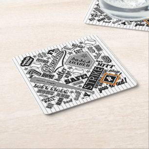 Baseball Typografie Schwarz-weiß Streifen ID770 Rechteckiger Pappuntersetzer