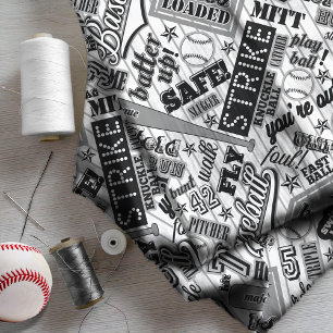 Baseball Typografie Schwarz-weiß Streifen ID770 Stoff