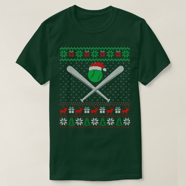 Baseball Ugly Christmas Sweater T-Shirt (Design vorne)