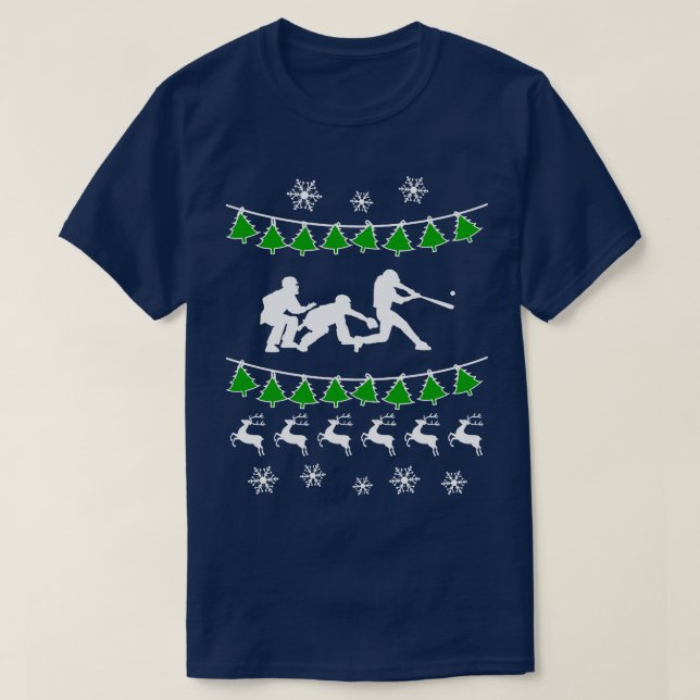 Baseball Ugly Weihnachts Sweater Happy Holidays Se T-Shirt (Design vorne)