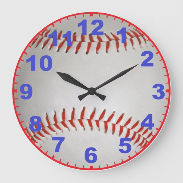 Baseball-Uhr mit Zahlen Große Wanduhr (Vorderseite)