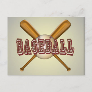 Baseball und Baseballschläger überquert Postkarte