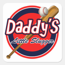 Baseball und Bat Daddy's Little Slugger Quadratischer Aufkleber