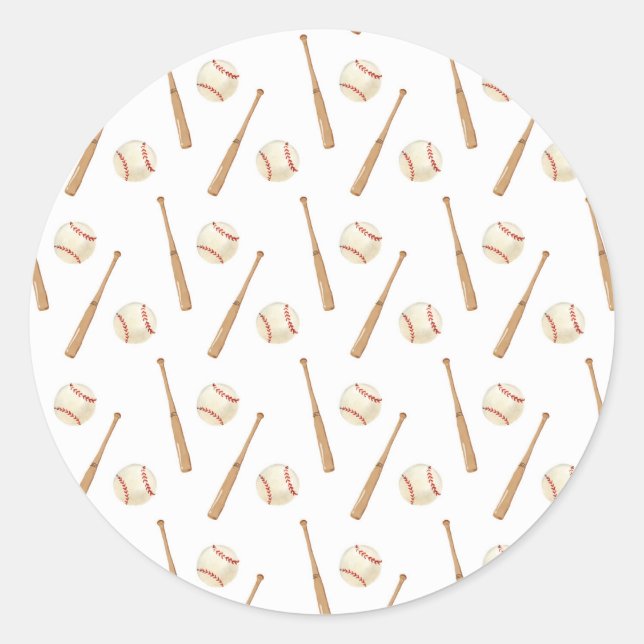 Baseball und Bat Runder Aufkleber (Vorderseite)