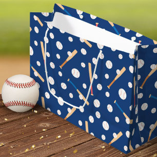 Baseball und Bat Sports Pattern Geburtstag Große Geschenktüte