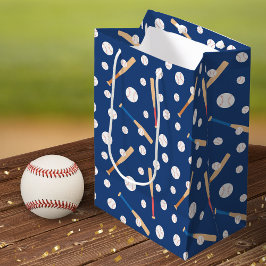 Baseball und Bat Sports Pattern Geburtstag Mittlere Geschenktüte