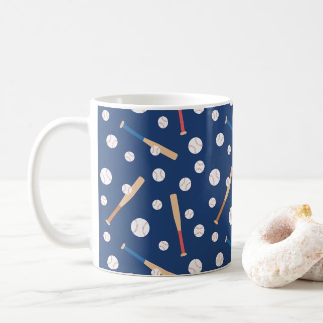 Baseball und Bat Sports Pattern Küche Kaffeetasse (Mit Donut)