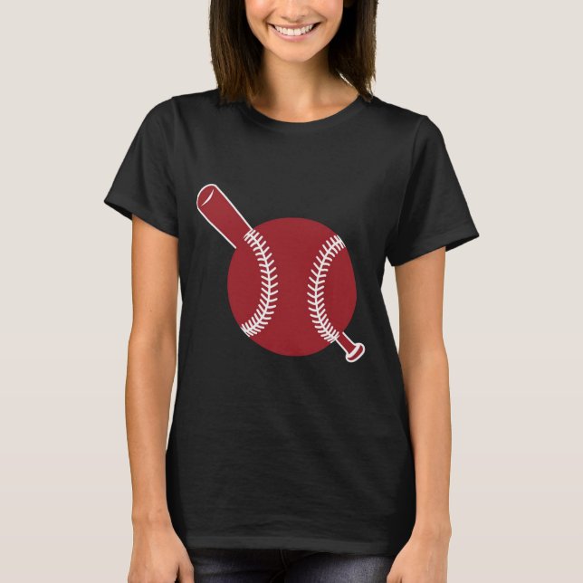 Baseball- und Bat-Symbol T-Shirt (Vorderseite)