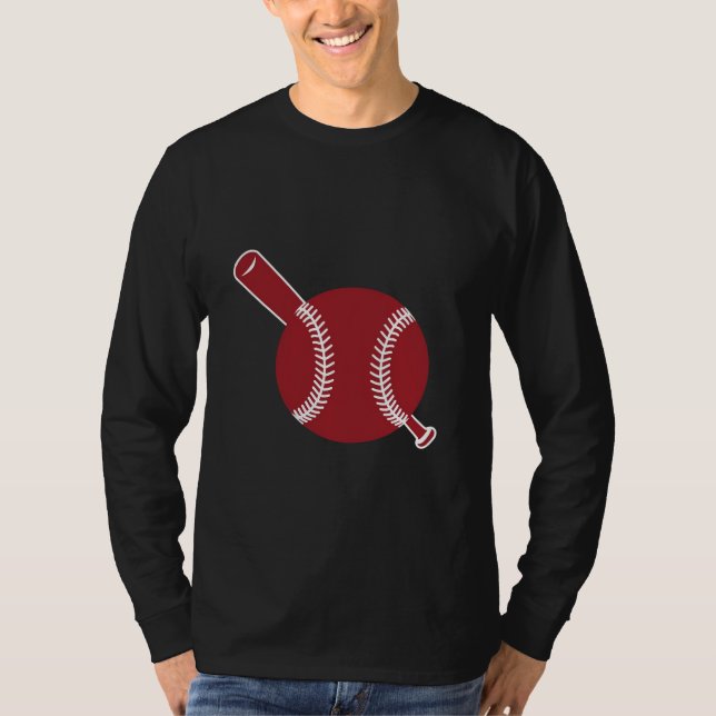 Baseball- und Bat-Symbol T-Shirt (Vorderseite)