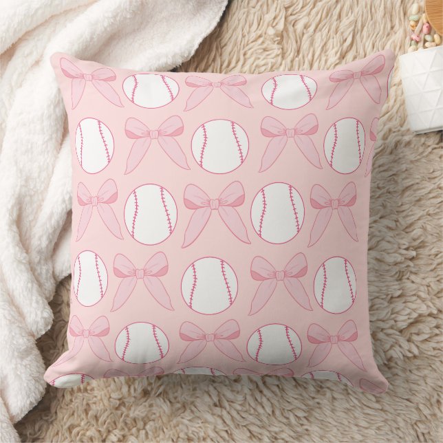 Baseball und Bows Pink Girly Kinderzimmer Throw Ki Kissen (Decke)
