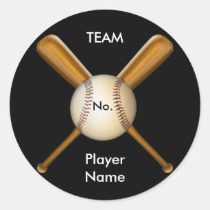 Baseball- und Crossed Bats individuell anpassbar Runder Aufkleber