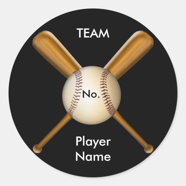 Baseball- und Crossed Bats individuell anpassbar Runder Aufkleber (Vorderseite)
