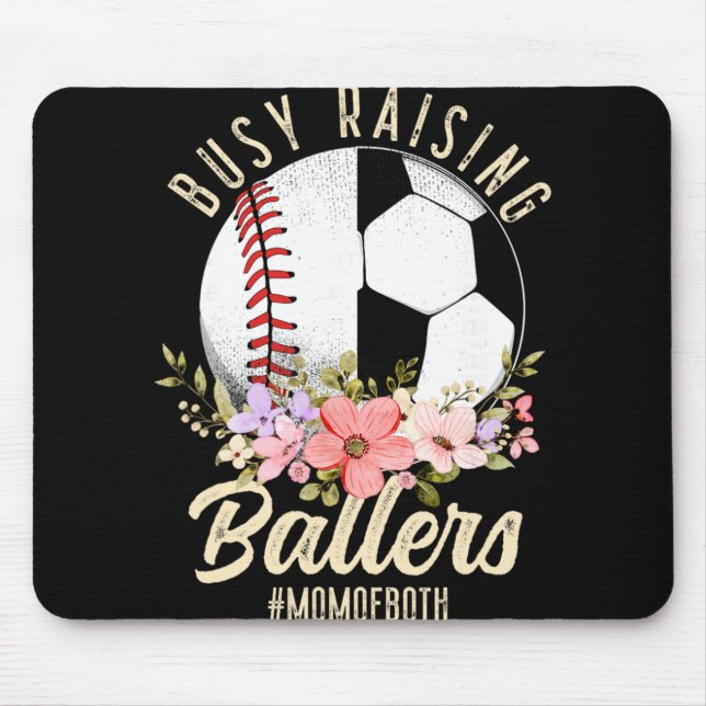 Baseball- und Fußballmutter von beiden, beschäftig Mousepad (Vorne)