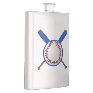 Baseball und gekreuzte Schläger Flachmann