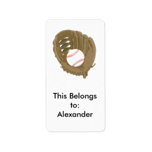 Baseball und Handschuh-Mitt Adressaufkleber