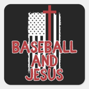 Baseball und Jesus Christlich Quadratischer Aufkleber