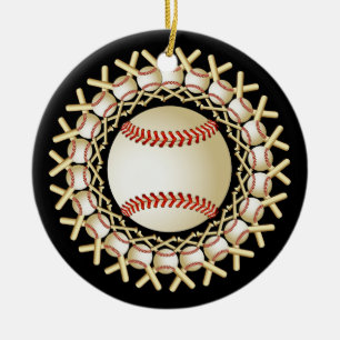 BASEBALL UND SCHLÄGER-VERZIERUNG KERAMIK ORNAMENT