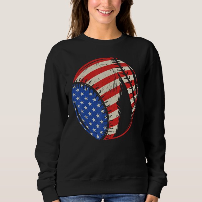 Baseball US American Flag July 4th Patriotic Vinta Sweatshirt (Vorderseite)