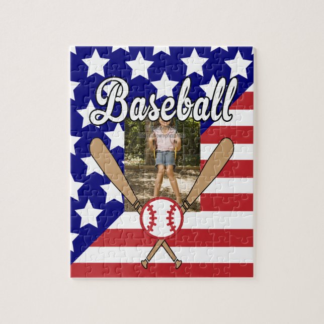 Baseball-US Flagge-Foto Puzzle (Vertikal)