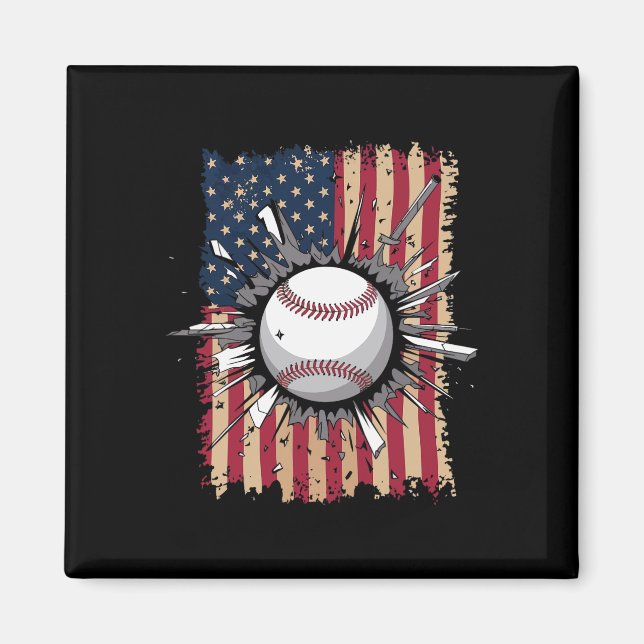Baseball-US-Flagge Magnet (Vorne)