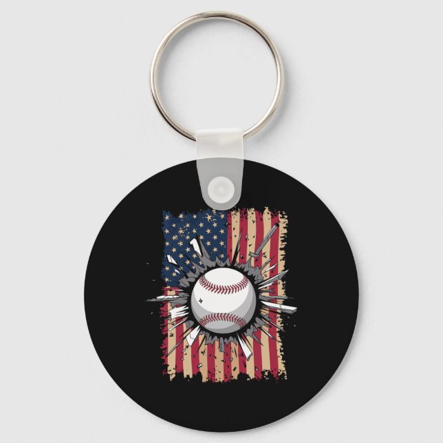 Baseball-US-Flagge Schlüsselanhänger (Vorderseite)