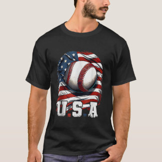 Baseball USA American Flag I Patriotic 4. Juli T-Shirt