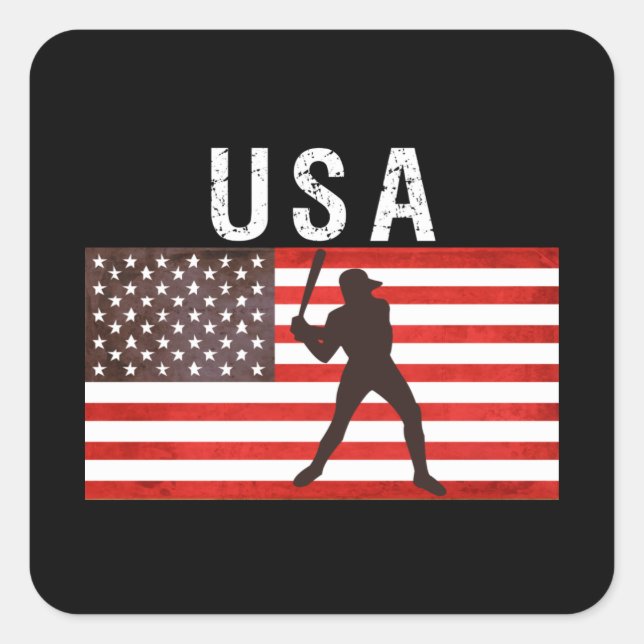 Baseball USA Flag 2021,tokyo 2020 Quadratischer Aufkleber (Vorderseite)