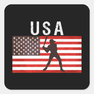 Baseball USA Flag 2021,tokyo 2020 Quadratischer Aufkleber