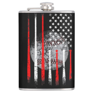 Baseball USA Flag American Flag Vintag Flachmann
