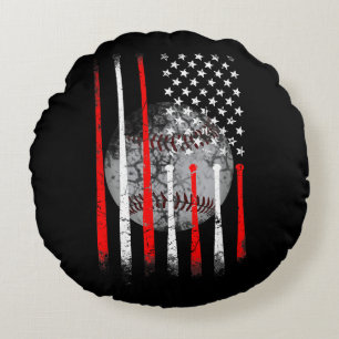 Baseball USA Flag American Flag Vintag Rundes Kissen