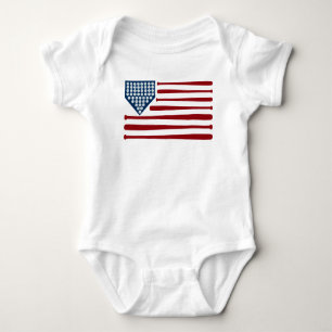 Baseball USA Flag Bats & Balls - GraphicLoveShop Baby Strampler
