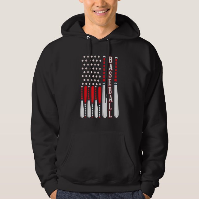 Baseball USA Flag Patriotic American Baseball 4th  Hoodie (Vorderseite)