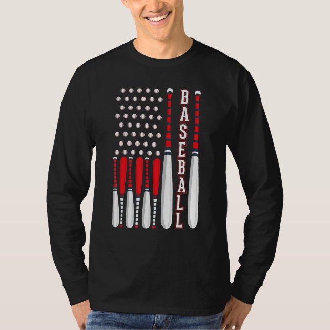 Baseball USA Flag Patriotic American Baseball 4th  T-Shirt (Vorderseite)