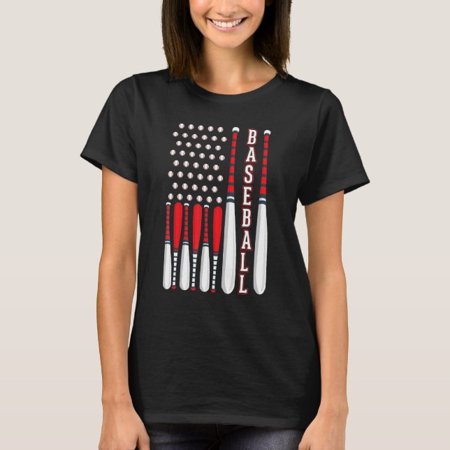 Baseball USA Flag Patriotic American Baseball 4th  T-Shirt (Vorderseite)
