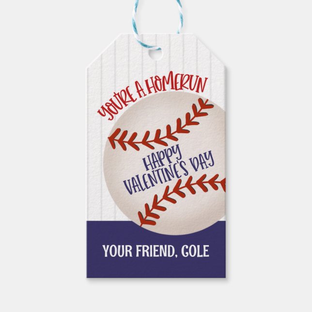 Baseball Valentine Card Bevorzugungstag Geschenkanhänger (Vorderseite)
