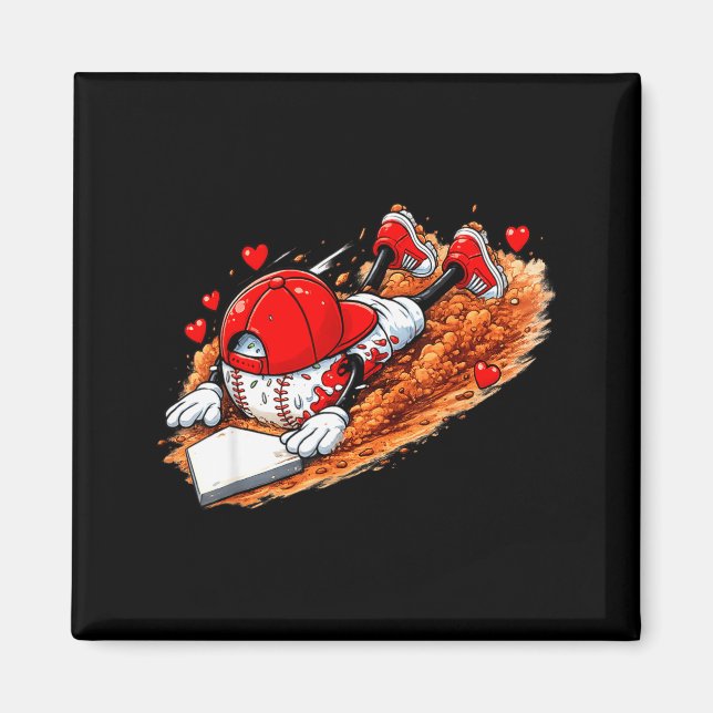 Baseball Valentinstag-Drip-Eiscreme-Team  Magnet (Vorne)