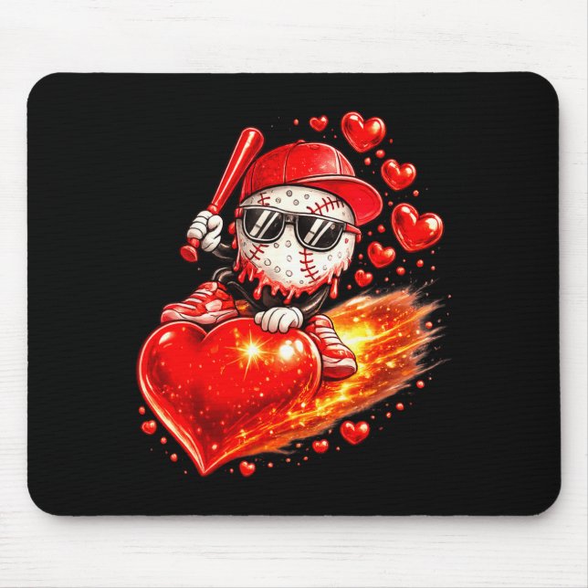 Baseball Valentinstag-Drip-Eiscreme-Team  Mousepad (Vorne)