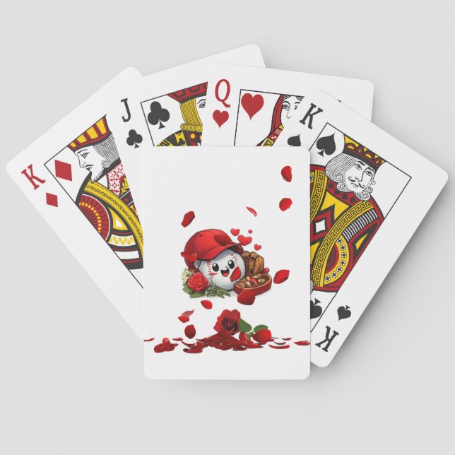 Baseball Valentinstag Süßes Design Tragetasche Spielkarten (Rückseite)